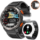 EIGIIS KE5 Military Smart Watch for Men 3ATM Waterproof with LED Flashlight 1.45" Rugged Tactical Smartwatch with Compass Elevation Barometer Sports Fitness Tracker with HR/SPO2/Sleep Monitor for iPhone Android